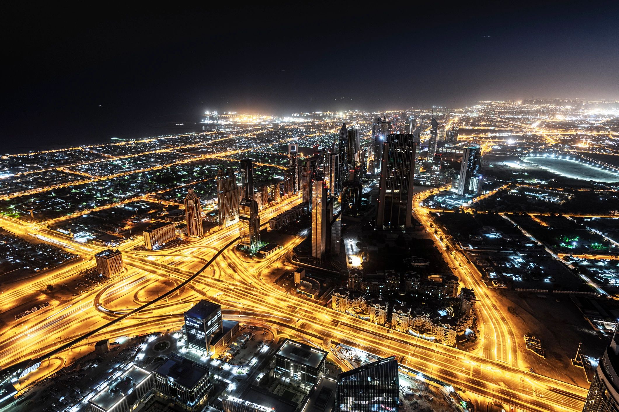 Dubai skyline along Sheikh Zayed Road near Emirates Towers