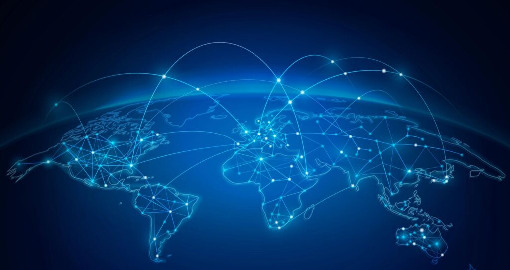 Abstract Network World Map Background