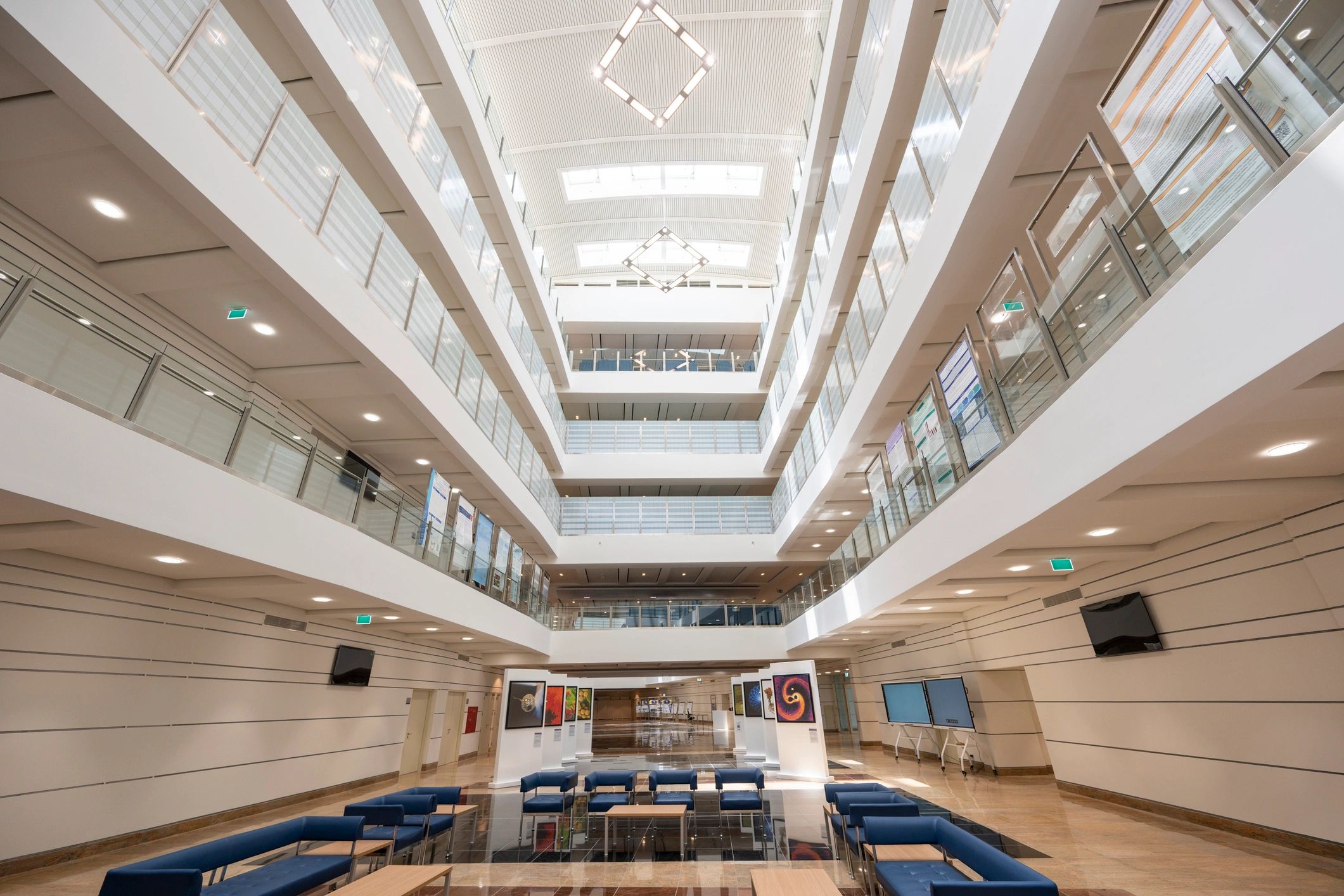 Modern office atrium and lobby interior